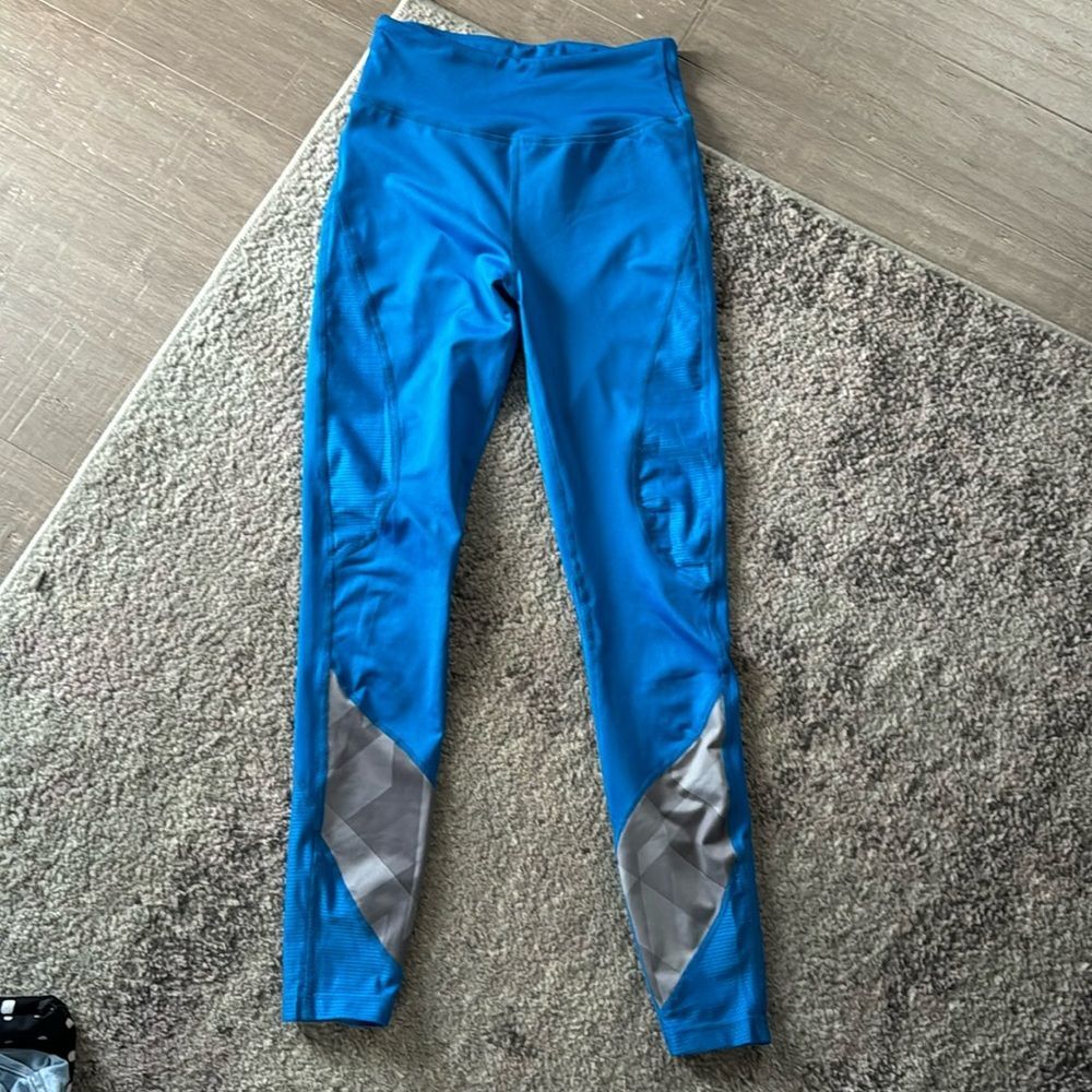 Orange Theory Mesh Panel Workout Leggings Women's OTF Size XS Blue